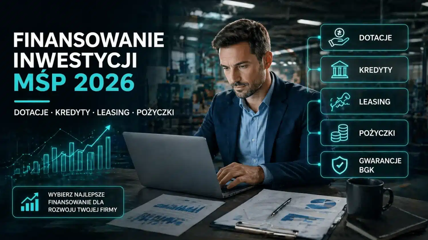 Finansowanie inwestycji MŚP w 2026 roku — porównanie dotacji, kredytów, leasingu, pożyczek preferencyjnych i gwarancji BGK